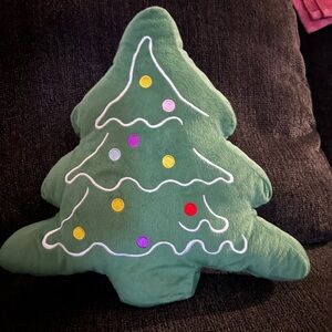 Festive Green Christmas Tree Pillow